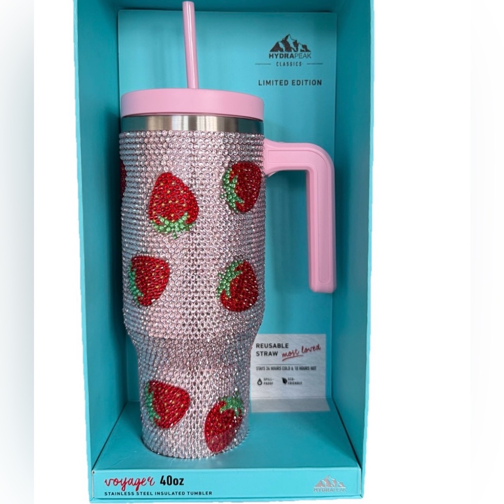 Hydrapeak Limited Edition Strawberry Field‎ Rhinestones Tumbler 40 Oz Voyager